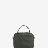 Braided leather shoulder bag in green