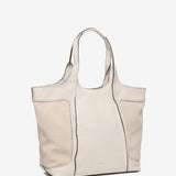 Beige leather shopper bag