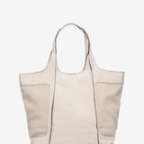 Beige leather shopper bag