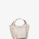 Bolso shopper pequeño de piel en beige