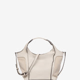 Bolso shopper pequeño de piel en beige