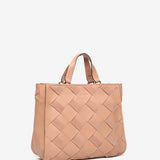 Pink braided leather shopper