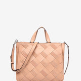 Pink braided leather shopper