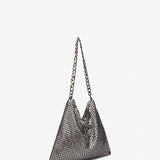Metallic mesh shoulder bag in silver