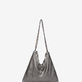 Metallic mesh shoulder bag in silver