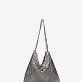 Metallic mesh shoulder bag in silver