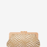 Camel animal print party clutch