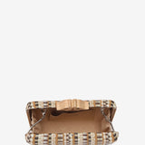 Brown printed party clutch