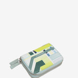 Small leather wallet with geometric print in green