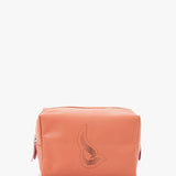 Large orange leather toiletry bag