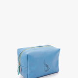 Large blue leather toiletry bag