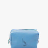 Large blue leather toiletry bag