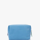 Large blue leather toiletry bag