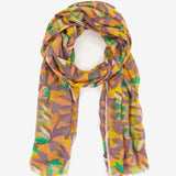 Viscose scarf with orange floral print