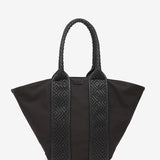 Schwarze Shopper-Tasche aus recycelten Materialien.