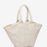 Shopper-Tasche aus recycelten Materialien in Beige.