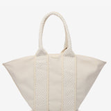 Shopper-Tasche aus recycelten Materialien in Beige.