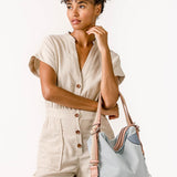 Convertible backpack made of recycled materials in blue