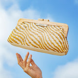 Camel animal print party clutch