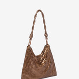Bronze metal mesh shoulder bag