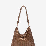 Bronze metal mesh shoulder bag