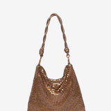 Bronze metal mesh shoulder bag