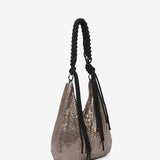 Bronze metallic mesh tassel shoulder bag