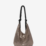 Bronze metallic mesh tassel shoulder bag