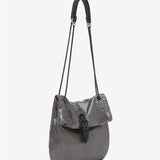 Half moon bag in silver metallic mesh