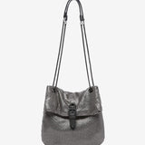 Half moon bag in silver metallic mesh