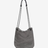 Half moon bag in silver metallic mesh