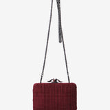 Burgundy velvet party clutch