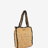 Braided shoulder bag in beige