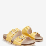 Flache Damen-Sandale in Gold.