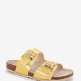 Flache Damen-Sandale in Gold.