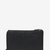 Large black leather flap wallet