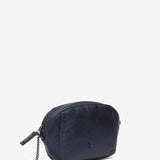 Blauer metallischer Leder Geldbeutel.