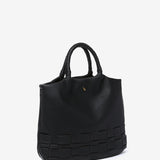 Shopper bag in black braided recycled materials