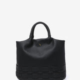 Shopper bag in black braided recycled materials