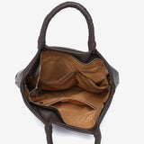 Shopper bag in braided recycled materials, brown