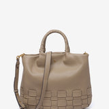 Shopper bag in braided recycled materials taupe