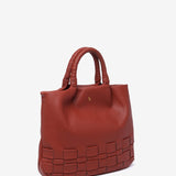 Shopper bag in terracotta braided recycled materials