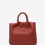 Shopper bag in terracotta braided recycled materials