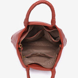 Shopper bag in terracotta braided recycled materials