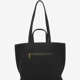 Schwarze Shopper-Tasche aus recycelten Materialien.