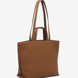 Shopper bag in cognac recycled materials