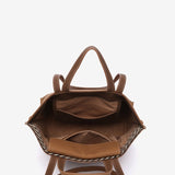 Shopper bag in cognac recycled materials