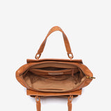 Small handbag in cognac recycled materials