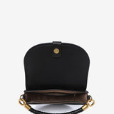 Half moon shoulder bag in black recycled materials