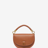 Half moon shoulder bag in cognac recycled materials